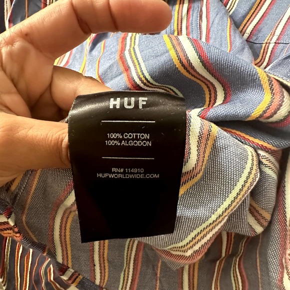 HUF Men's Multicolor Striped Long Sleeve Button-Down Shirt Size Medium - Picture 6 of 8